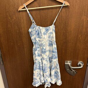 White and Blue Spaghetti Strap Dress